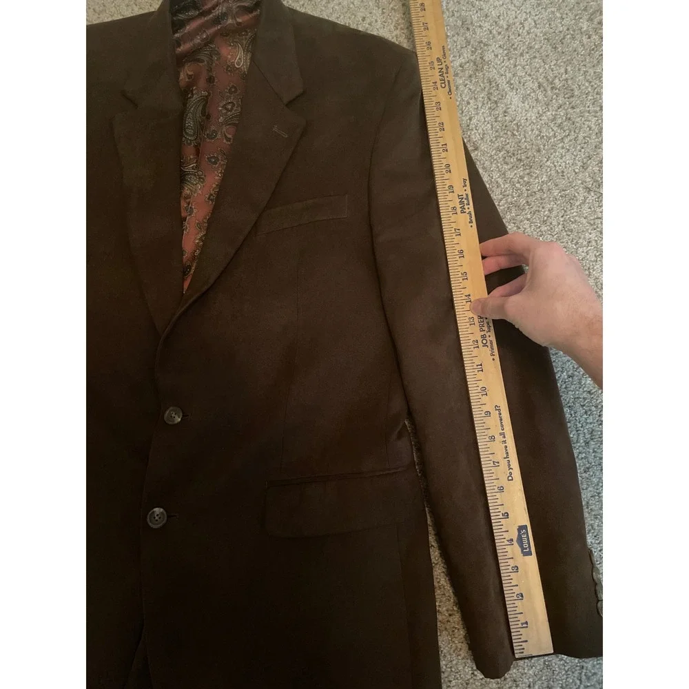 Lauren Ralph Lauren Men's Blazer Jacket 42L Brown Faux Suede Paisley Lined